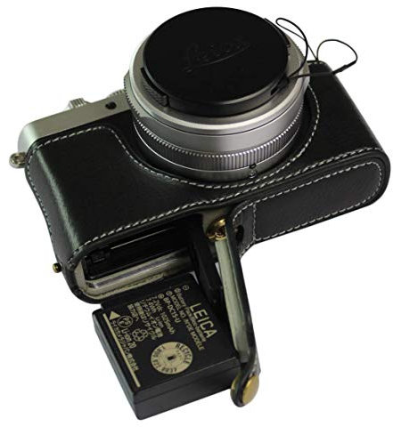 SundayZaZa Demi-Coque en Cuir véritable de Protection en Cuir véritable pour Le Leica D-LUX 7 avec Design trépied et dragonne, Noir