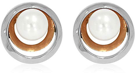 XEN Ohrstecker bicolor mit weißer Süßwasserzuchtperle