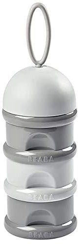 BÉABA, Boite doseuse de lait empilable, 100% hermétique, 3 compartiments, Grande contenance, Usage Evolutif - Gris (Light Mist)
