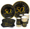 HOMIX 50th Birthday Plates and Napkins and Cups Sets Serves 30, 9 Dinner Paper Plates 7 Dessert Paper Plates 9 oz Cups 3 Ply Napkins 50th Birthday Party Supplies and Decorations for Men and Women