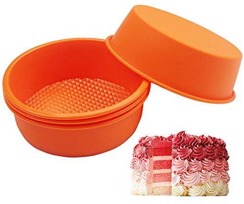 COOKNBAKE Silicone Mould for 4.5 inch Layer Cake Pan Round Cylinder Rainbow Cake Pans Vegetable Pancakes Pizza Crust Omelet Frittata Set of 4