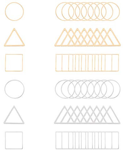 UNICRAFTALE 36pcs 3 Styles 304 Edelstahl Verbindungsringe Dreieck Verbindungs Ringe Quadrat Ring Rahmen Verbinder Golden Edelstahl Farbe Schmuck Verbindungsring Für Frauen Schmuckherstellung