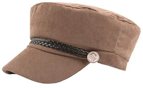 RUICHENG Schirmmütze Damen Kappe Cord Flatcap Mütze Vintage Schiffermütze (Beige)