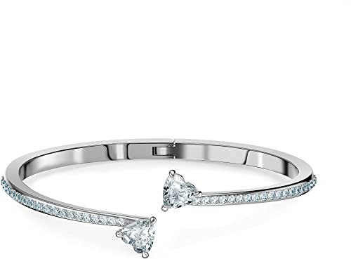 Swarovski Soul Heart Armreif-Armband-Kollektion, Rhodium-Finish, klare Kristalle, Large, Kristall, Zirkonia
