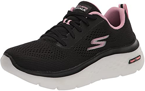 Skechers Baskets Go Walk Hyper Burst-Valar pour Femme, Bordure Rose en Textile Noir, 37 EU