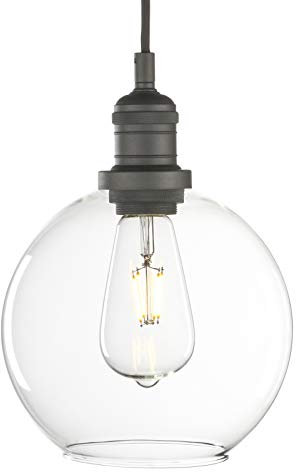 Phansthy Kugel Klar Glas, Vintage Industrie Hängeleuchte Loft-Pendelleuchte Hängelampen Schicke schlichte Hängeleuchte Pendelleuchten Industrie Style (Schwarz Farbe)