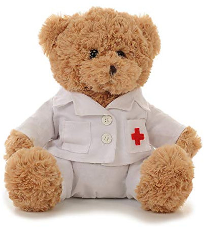 Euro Souvenirs Kuscheltier Bär aus Plüsch | Plüschbär in verschiedenen Motiven | weiches Stofftier | Feuerwehrmann Polizist Arzt (Bär Notarzt)