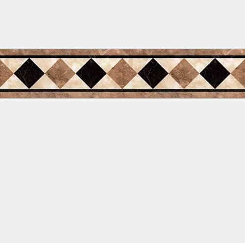 Frise de papier peint autocollant marron - Bordure amovible et imperméable - Décoration pour salon, salle de bain, cuisine - 10 x 500 cm