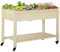 Outsunny Hochbeet mit rädern Pflanztisch Blumenkasten mit Abfluss Massivholz Vliesstoff Natur 118 x 55 x 83 cm