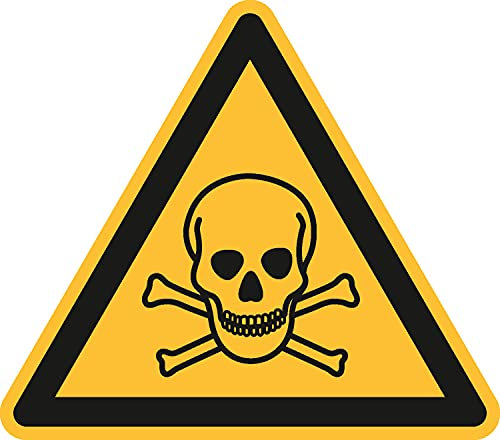 Aufkleber Warnung vor giftigen Stoffen, Selbstklebende PCV-Folie, Seitenlänge: 200 mm, ASR A1.3/ISO 7010 [W016], Warnzeichen, 20 cm