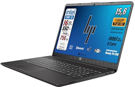 HP 250 Notebook portatile 4core, Ram 16Gb, SSD 256Gb, Display FullHD 15.6, Cpu Intel N100 fino a 3,4 GHz, tastiera retroilluminata, Win 11 Pro, 3 anni di garanzia, pronto All'uso, Italia