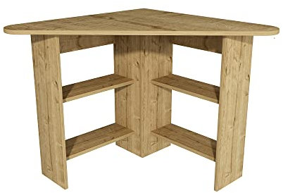 Gredos Computer Desk, Corner Desk, Writing Desk with Storage Shelves, H 73.8 cm | W 105 cm | D 80 cm (Sapphire Oak)