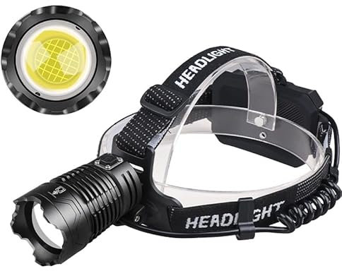 Linterna frontal LED recargable por USB, 200000 lúmenes, súper brillante con 4 modos y nivel IPX6, linterna frontal impermeable, linterna frontal ajustable de 90 ° para acampar al aire libre, ciclismo