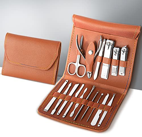 Nestling 16pcs Set Tagliaunghie Acciaio Inox, Manicure e Pedicure Professionale, Unghie Cura Strumenti Kit, Tronchesino Piedi Con Borsa Portatile per Unghie Spesse Uomini Donne