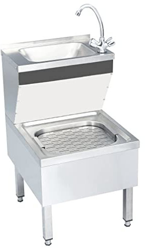 Tidyard Gastro Handwaschbecken mit Wasserhahn Freistehend Gastronomie Waschtisch Waschbecken Ausgussbecken Spülbecken Spüle Küchenspüle Gastrobecken Edelstahlspüle Edelstahl