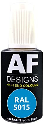Alex Flittner Designs Stylo de retouche RAL 5015 bleu ciel brillant 20 ml Stylo de réparation acrylique peinture retouche bois métal meubles salle de bain