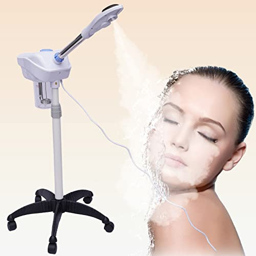 2 en 1 Sauna Facial Vapeur Visage Vaporisateur Facial Ozone Aromathérapie Soins Esthetique Ozone Visage Massage Spa (Contenance 860ml, Hauteur 100-130cm)