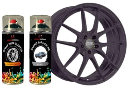 Pinturas Mirobriga Spray para llantas color Gris Antracita Ral 7016 (400ml.) + Spray Barniz Transparente acabado brillante (400ml)