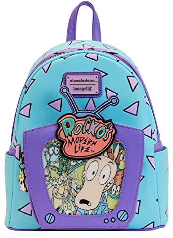 Loungefly Rockos Modern Life Mini Backpack Lenticular Tv Nue offiziell Blau Medium Backpack