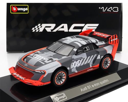 Bburago - Race – Audi S1 E-Tron Quattro Hoonitron – Miniaturauto im Maßstab 1:43 – aus robustem Metall – Spielzeug für Kinder – zum Sammeln ab 14 Jahren