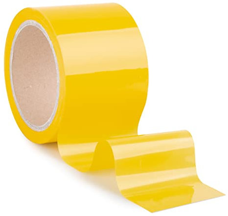 GRIP Eventbasics Flatterband farbig, 50 m x 70 mm, LDPE Folienband 50 µ stark, Absperrband nicht klebend für Party, Hochzeiten, zum Absperren, Markieren und Dekorieren, Farbe gelb