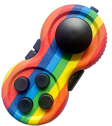 HAOSHICS Fidget Pad Portable Fidget Controller Classic Retro Game Controller Fidget Toy Handheld Toy Controller with 8 Fidget Functions Controller Game Pad for Teens Relieve Stress Anxiety (Rainbow)