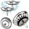 2Pcs Kitchen Sink Plug Strainer, Diameter 78mm Sink Strainer Basket, Stainless Steel Sink Plug Strainers Waste Stopper, Replacement Bathroom Sink Plugs for UK Sinks