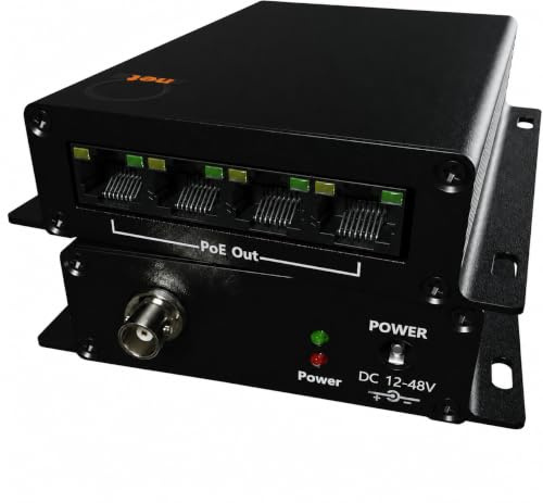 High Distance 4 Port 1000m 999.7 m PoE LAN Extender Over Twisted UTP Kit BNC or Copper Wire - PoE Camera or Any Remote Ethernet Device Repeater Booster Bridge - PoE Distance 500m - BNC Adapter in Set