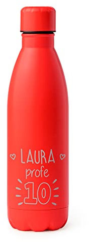 Made in Gift Regalo Original - Botella Personalizada Reutilizable para Profesores - Acero Inoxidable Doble Pared 790 ml - Regalo Original para Fin de Curso - Color Rojo