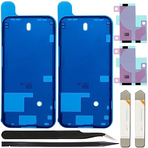 ZHUROUPU Wasserdichter Vorgeschnittener Aufkleber, 7 Stück, kompatibel mit iPhone 14 PRO, LCD-Bildschirm und Klebeband für internen Batteriekleber (6,1 Zoll / Schwarz)