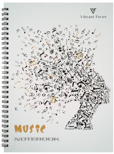 Vibrant Focus Manuskriptpapier, Blanko-Papier, Notenblätter, Komposition, Notizbuch, Klavierzubehör, 100 Seiten, 10 Notenblätter (Blankonoten-Tagebuch)