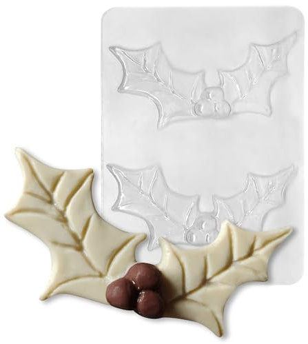 Christmas Holly Chocolate Moulds - 26g - Packs of 2 or 6 - Christmas Chocolate Gift (2 Moulds)