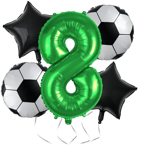 Fußball Geburtstagsdeko, Schwarz Grün Fußball Deko Geburtstag, Folienballons Fussball, fussball party, WM Thema Partyzubehör Fussball luftballons für 6/7/8/9/10 Jahre alt Kinder Junge (8)