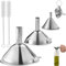 Niksultant 5 PCS Kitchen Funnel Multi-use No Spilling Food Grade Funnel with Handle Food Funnel Set 3 Piece with 2 Cleaning Brushes Small Funnels for Filling Bottles for Liquid Spices Powder Oils