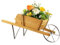 HOMASIS Carriola in Legno per Piante, Fioriera da Esterno con Ruota e 9 Accessori Magnetici Decorativi, Carriola Decorativa da Giardino, Esterno, Balcone, Portata di 5kg, 69,5 x 26 x 29,5 cm (Marrone)