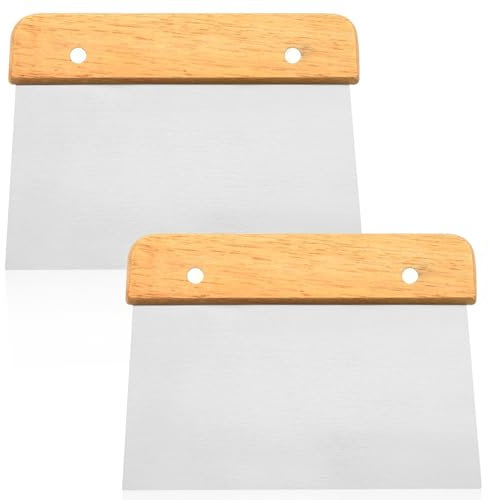 DMNQ 2 Pezzi Tagliapasta Multiuso in Acciaio Inox Raschietto Spatola per Pasta di Alta Qualità Con Manico In Legno per Pasta Pane Dolci Lavori Pasticeria Tarocco Per Impasti Raschietto