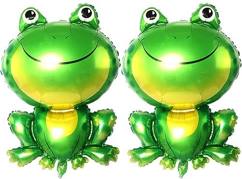 Lpitoy Frosch-Folien-Walking-Ballons 2 Stück Großer Frosch-Heliumballon Folienballons Tierthema Babyparty Geburtstagsfeierdekoration