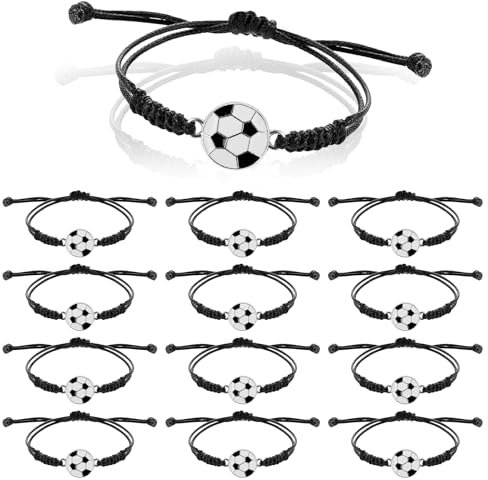 Abeillo 14Pcs Football Bracelet Adjustable Metal Football Charm Bracelet, Foot ball Friendship Bracelets, Foot ball Party Bags Fillers, Foot-ball Gifts for Kids,Boys,Girls Halloween Cosplay