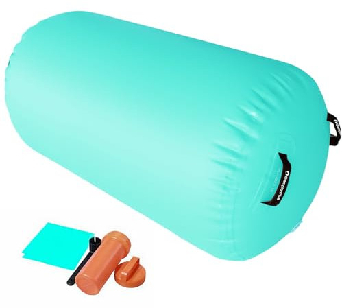 ChampionPlus Aufblasbare Air Rolle Turnen Gymnastikmatte Turnmatte, Yogamatte, Camping Trainingsmatte, Fitness Yoga Sportmatte(Rolle-Mint)