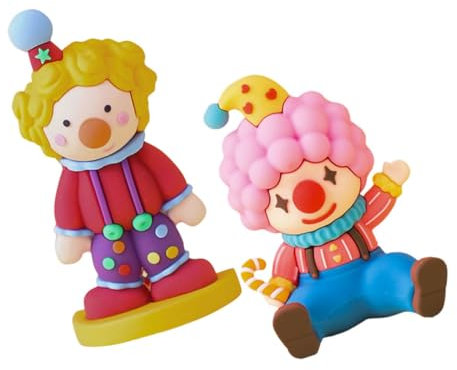 GARVALON 2 Stück Clown Ornamente Clown Figuren Mini Clown Figur Mini Puppen Clown Miniatur Tischdekoration Kuchen Clown Statuen Lustige Clown Miniatur Desktop Dekoration