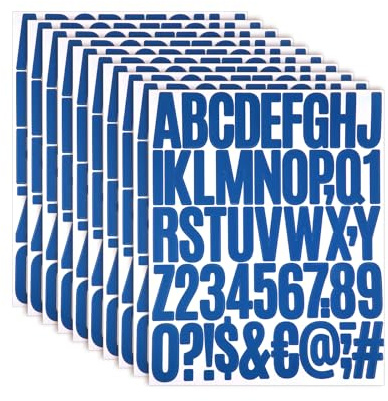 10 Fogli/500pz Adesivi in ??Vinile Alfabeto e Numeri, Adesivi con Lettere per Album Lettere e Numeri Adesivi Adesivi con Iniziali Adesivi con Lettere Maiuscole per Decorazioni (Blu Scuro)