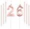 mciskin Rose Gold 26 Birthday Candles-Number 26 Candle for Cake with Long Thin Candles Set, Rose Gold Cake Topper for Girl 26th Birthday Decorations Supplies,26th Wedding Anniversary Decorations