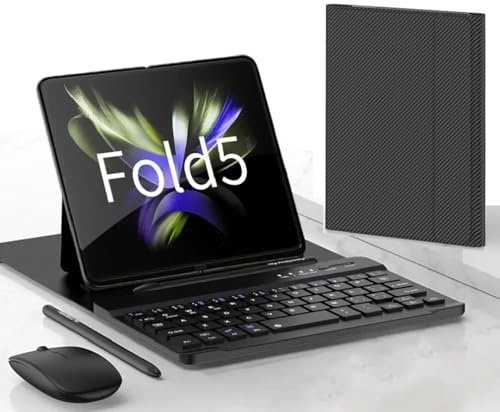 Ensemble clavier et souris sans fil avec S Pen pour Samsung Galaxy Z Fold 6 / Z Fold 5 5G Étui clavier + souris + stylet tactile (rayé)