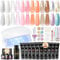 COSCELIA Poly Nagel Starter Set,Gel Nägel Set mit UV Lampe 10Farben Transparent Weiß Nude Rose Glitzer Nagelset Gelnägel Starterset Nagelverlängerung Gelnägel Kit Base Top Coat Nägel Selber Machen Set
