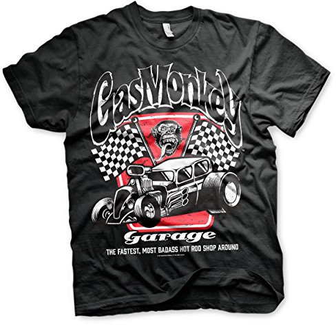 Gas Monkey Garage Badass Uomo T-Shirt Nero XL 100% Cotone Regular