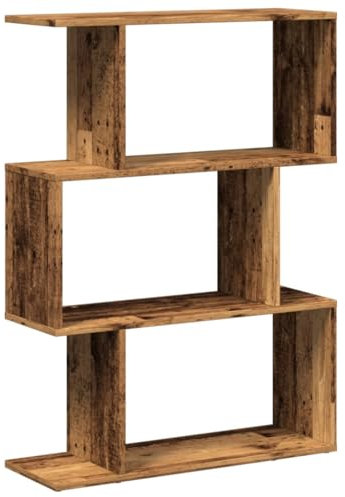 vidaXL Raumteiler Bücherregal 3 Fächer, Standregal Regal für Wohnzimmer Schlafzimmer Büro, Büroregal Aktenregal Aufbewahrungregal, Altholz-Optik Holzwerkstoff