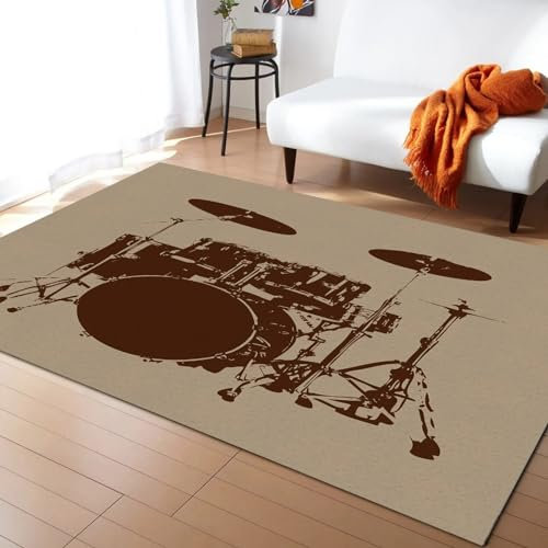 3D Jazz-Trommelmusikinstrument Teppich Für Schlafzimmer Kinderzimmer Wohnzimmer Im Freien Balkon Terrasse, Matten Für Küche Krabbelmatte Modern Dünne Kinderteppiche 100 X 200 cm - Leich-3304602531052