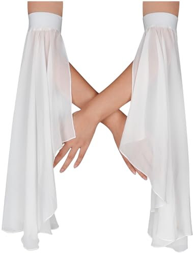 keland Gothic Hexe Armstulpen Chiffon Hxenärmel Vampir Handschuhe Halloween (X-Weiß)