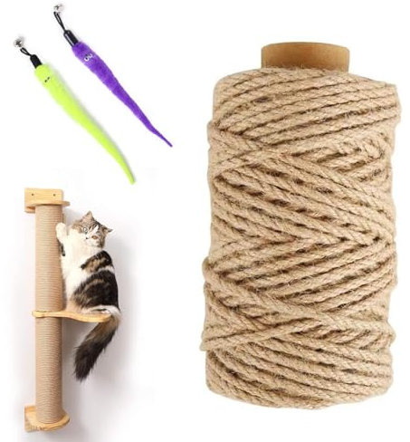 AOMiGT Corda in Sisal per Gatti, 10m x 8mm Corda Tiragraffi per Gatti, Corda in Sisal per Tiragraffi, Corda Juta Naturale, Giocattoli per Gatti, Corda di Canapa para Decoración del Hogar y El Jardín
