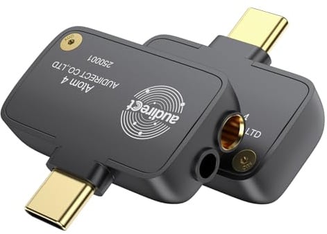 Audirect ATOM4 Tragbarer Audio-Decoder-Kopfhörerverstärker, 3,5 mm einseitig und 4,4 mm symmetrischer Ausgang, High-Fidelity-Klangqualität, leicht und tragbar (USB-C-Schnittstelle) (Grau)